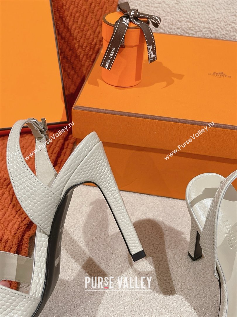 Hermes Holy 105 Sandal in Lizard Pattern Calfskin White 2025 (MD-25031712)