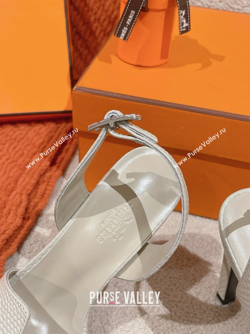 Hermes Holy 105 Sandal in Lizard Pattern Calfskin White 2025 (MD-25031712)