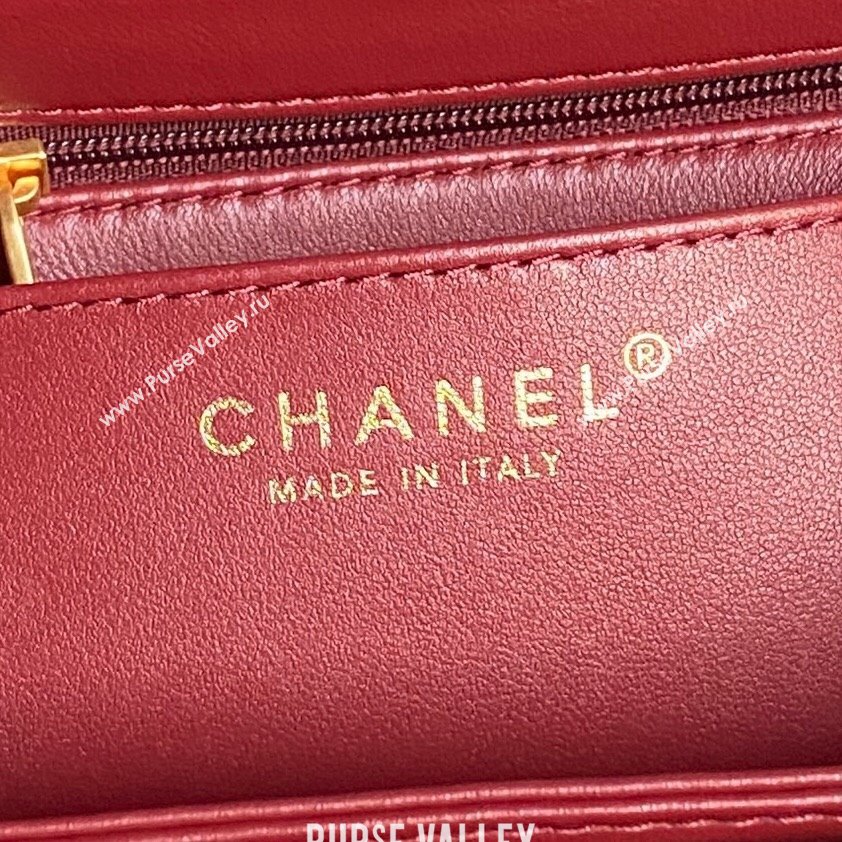 Chanel Grained Shiny Calfskin Mini Flap bag with Top Handle AS5165 Red 2024 (yezi-241106143)