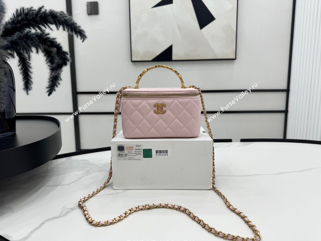 Chanel Lambskin Vanity Case Clutch with Chain A96069 Pink 2024 (YEZI-24071107)