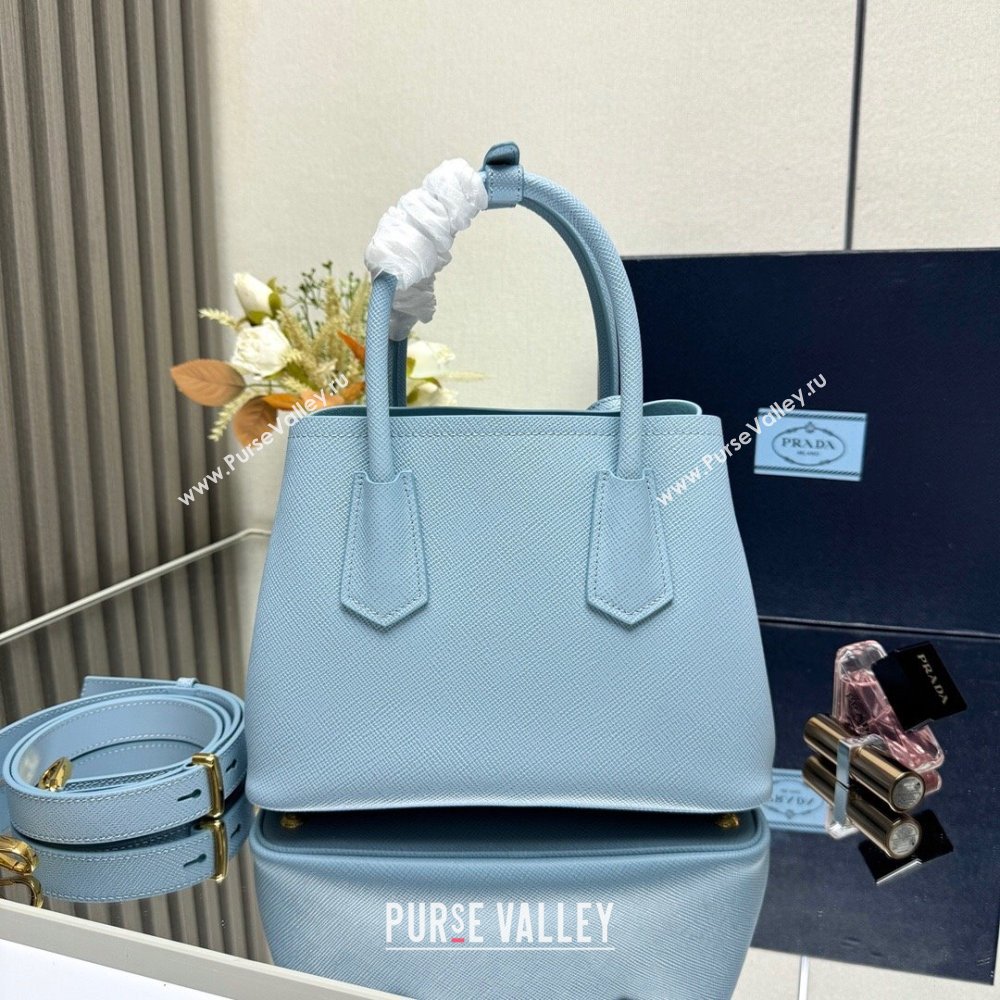 Prada Double small Saffiano leather bag Light Blue 2025 1BG443 (New Tag) (YZ-250929046)