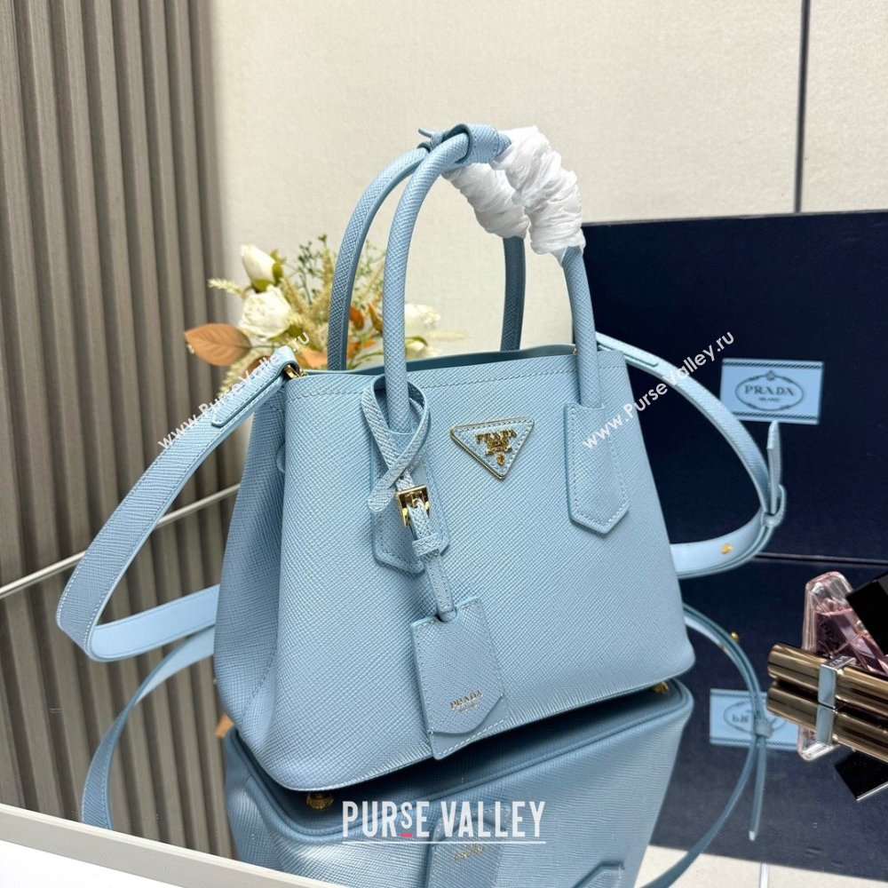 Prada Double small Saffiano leather bag Light Blue 2025 1BG443 (New Tag) (YZ-250929046)