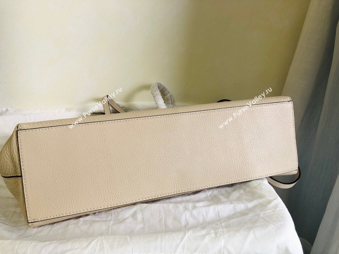 Valentino Large Grainy Calfskin Leather Rockstud Shopping Bag 0071L White 2020 (JD-20112749)