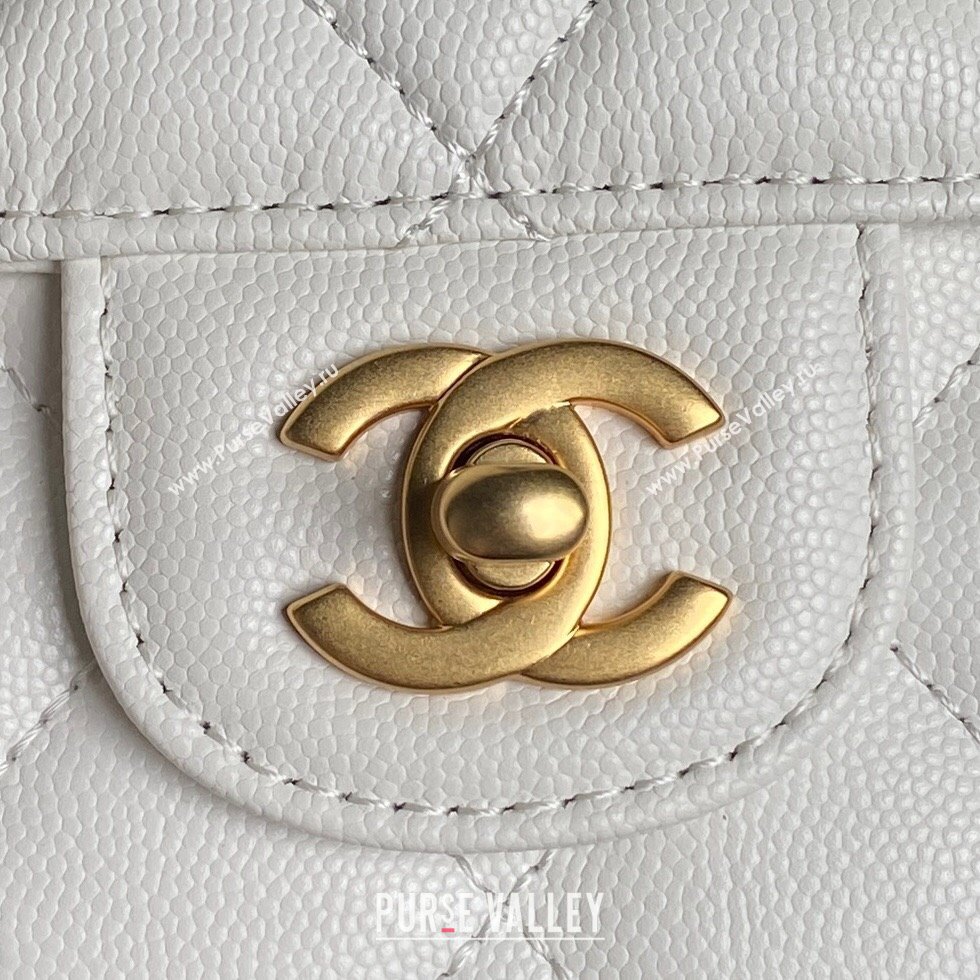 Chanel Grained Shiny Calfskin Mini Flap bag with Top Handle AS5165 White 2024 (yezi-241106145)