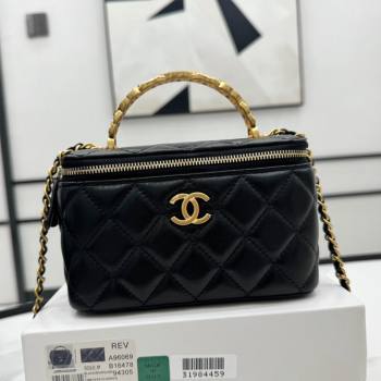 Chanel Lambskin Vanity Case Clutch with Chain A96069 Black 2024 (YEZI-24071108)