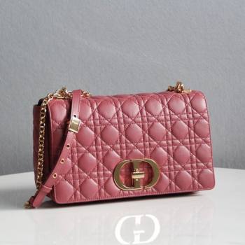 Dior Large Caro Chain Bag in Soft Cannage Calfskin Pink 2024 (DMZ-24052212)