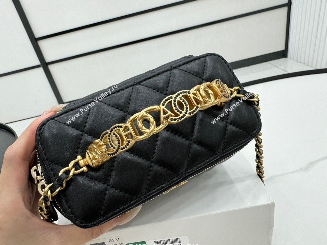 Chanel Lambskin Vanity Case Clutch with Chain A96069 Black 2024 (YEZI-24071108)