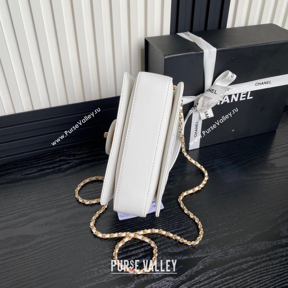 Chanel Grained Shiny Calfskin Mini Flap bag with Top Handle AS5165 White 2024 (yezi-241106145)