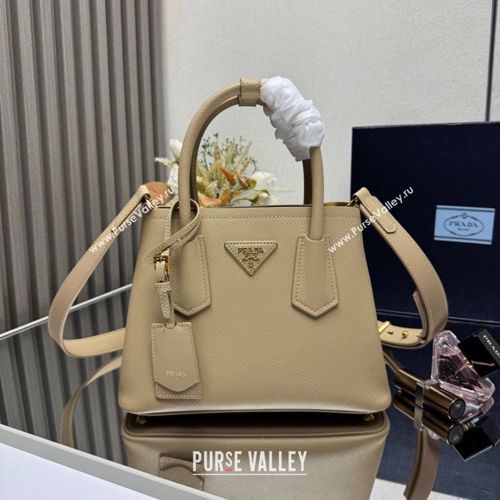 Prada Double small Saffiano leather bag Beige 2025 1BG443 (New Tag) (YZ-250929047)