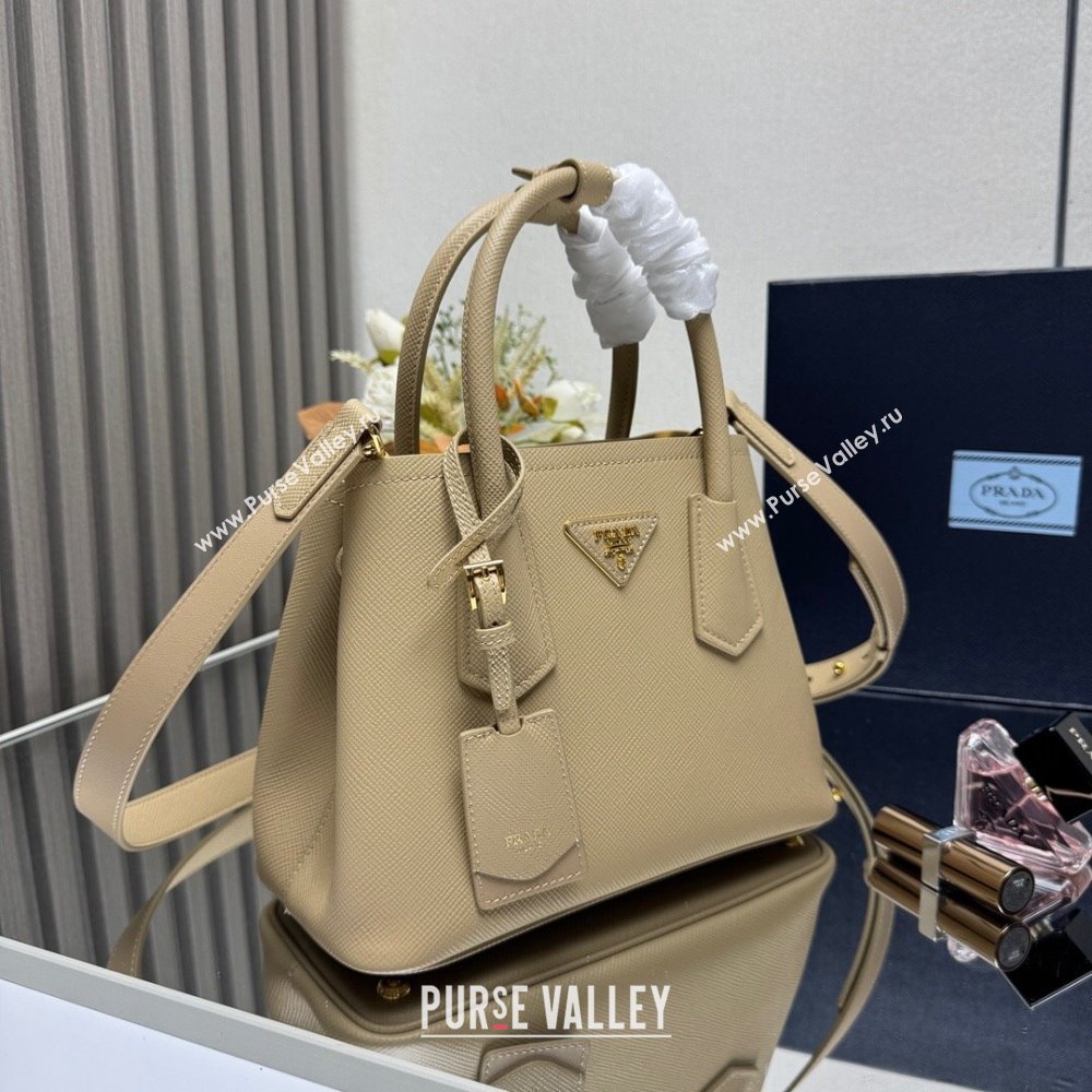 Prada Double small Saffiano leather bag Beige 2025 1BG443 (New Tag) (YZ-250929047)
