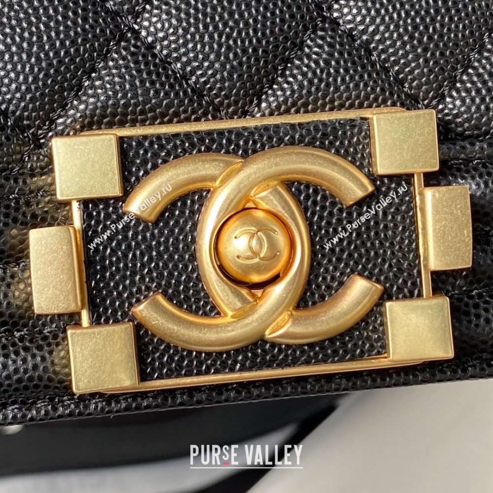 Chanel Boy Chanel Handbag with Handle in Grained Calfskin A94804 Black 2023 (YEZI-23110304)