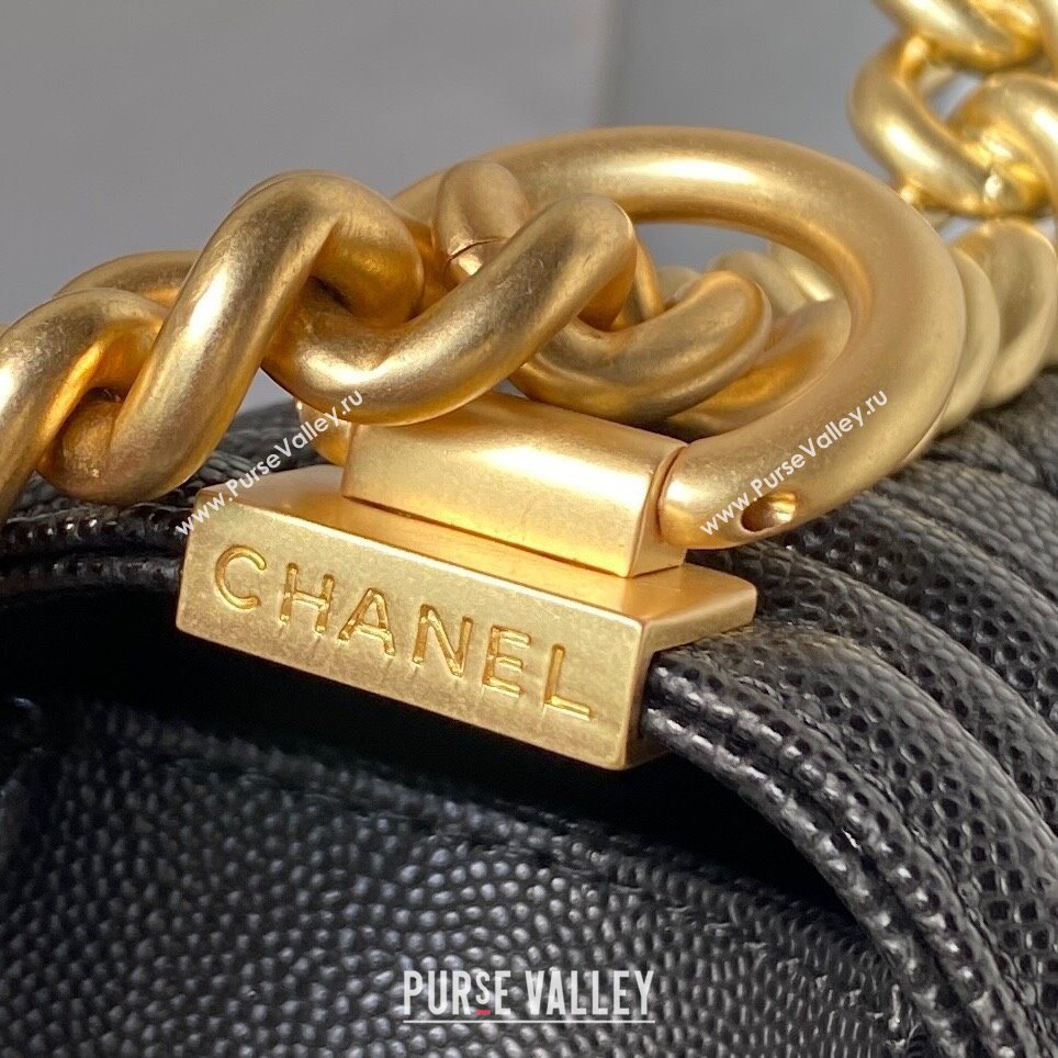 Chanel Boy Chanel Handbag with Handle in Grained Calfskin A94804 Black 2023 (YEZI-23110304)