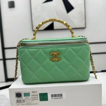 Chanel Lambskin Vanity Case Clutch with Chain A96069 Green 2024 (YEZI-24071109)