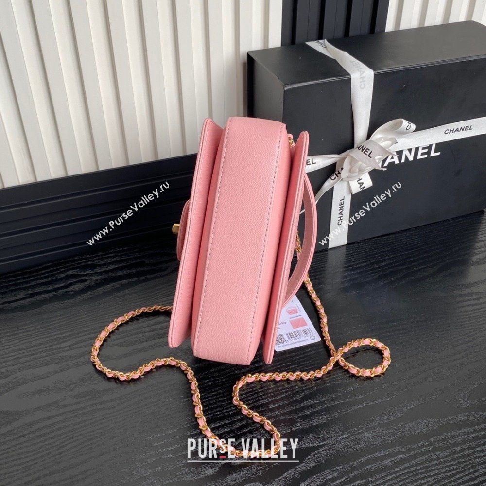 Chanel Grained Shiny Calfskin Mini Flap bag with Top Handle AS5165 Light Pink 2024 (yezi-241106146)