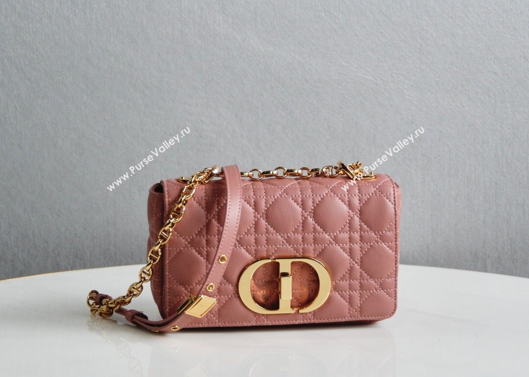 Dior Small Caro Chain Bag in Soft Cannage Calfskin Antique Pink 2024 (DMZ-24052213)