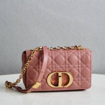 Dior Small Caro Chain Bag in Soft Cannage Calfskin Antique Pink 2024 (DMZ-24052213)