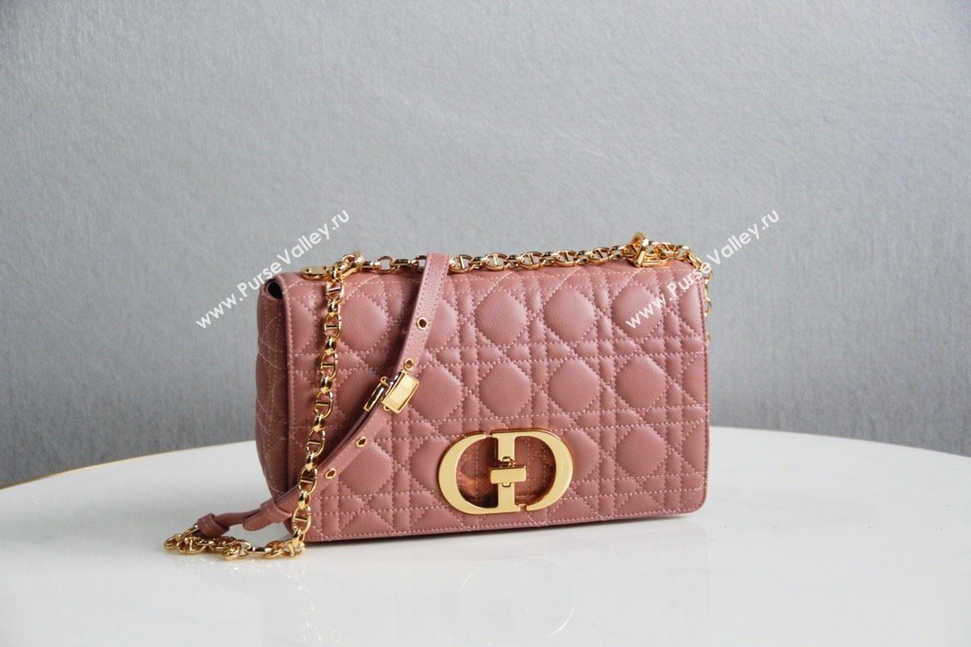 Dior Medium Caro Chain Bag in Soft Cannage Calfskin Antique Pink 2024 (DMZ-24052214)