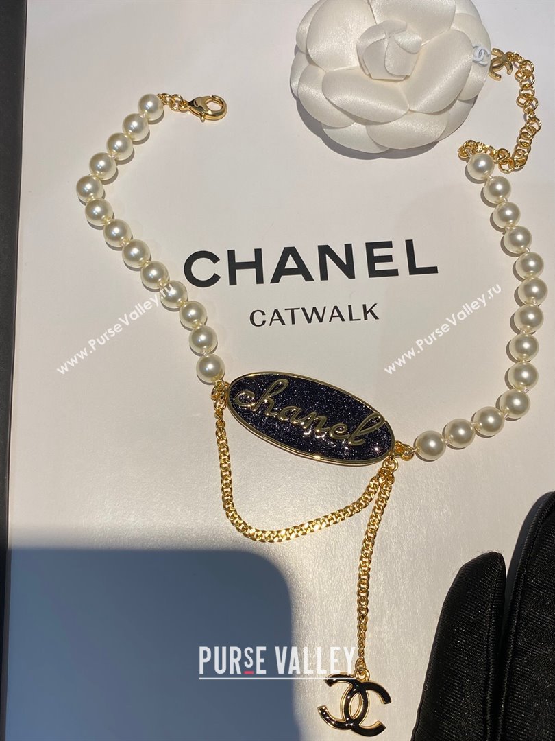 Chanel Pearl Short Necklace CH13027 Black 2024 (YF-24013027)