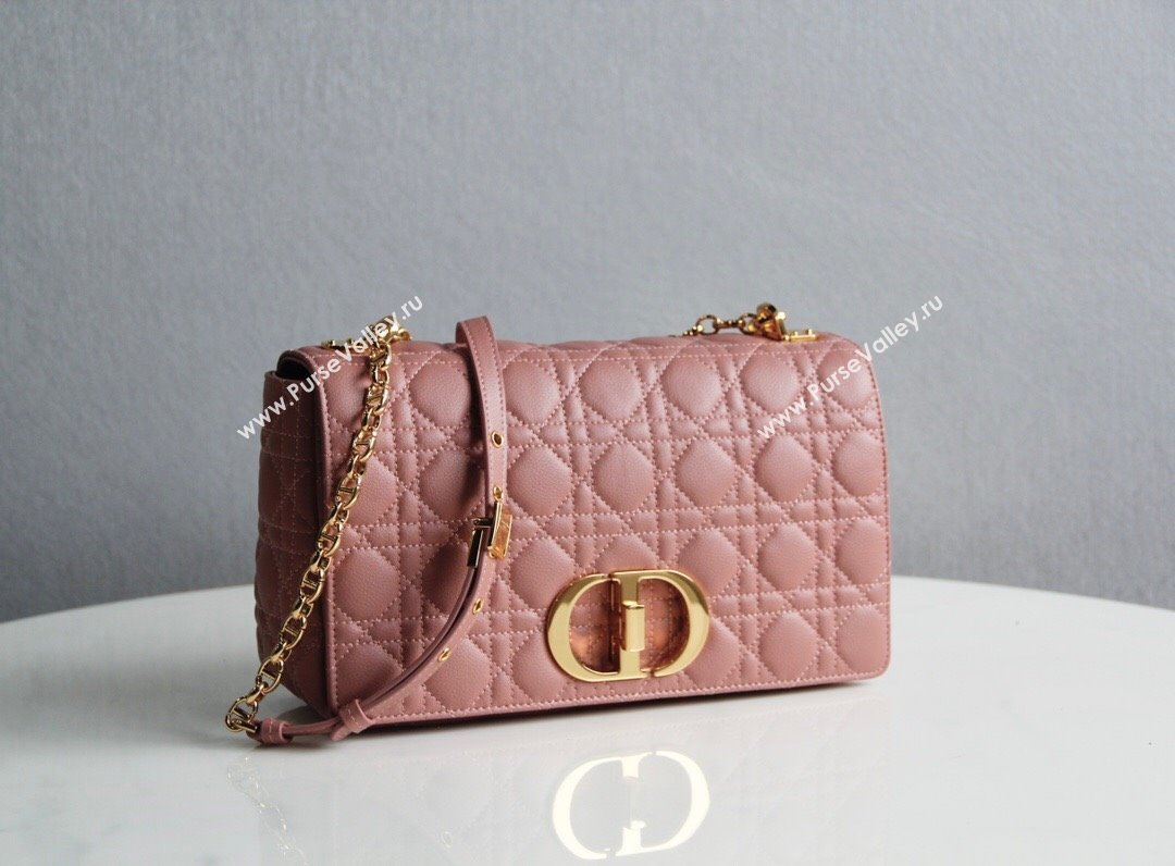 Dior Large Caro Chain Bag in Soft Cannage Calfskin Antique Pink 2024 (DMZ-24052215)