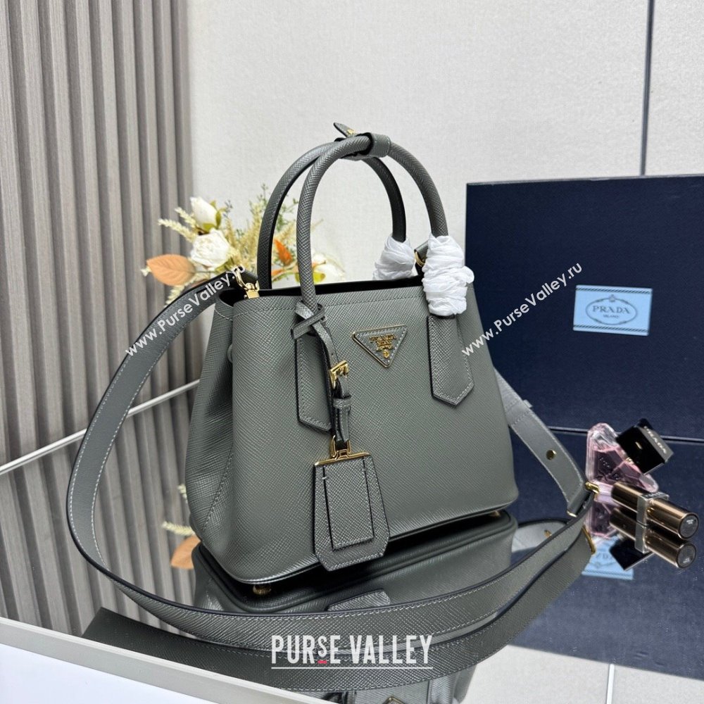 Prada Double small Saffiano leather bag Slate Grey 2025 1BG443 0929 (YZ-250929051)
