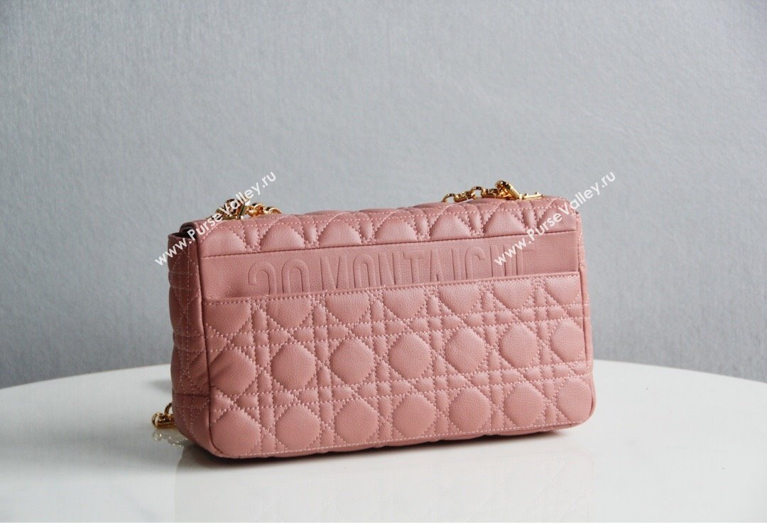 Dior Large Caro Chain Bag in Soft Cannage Calfskin Antique Pink 2024 (DMZ-24052215)