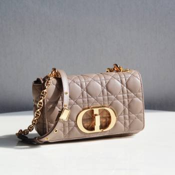 Dior Small Caro Chain Bag in Soft Cannage Calfskin Warm Taupe 2024 (DMZ-24052216)