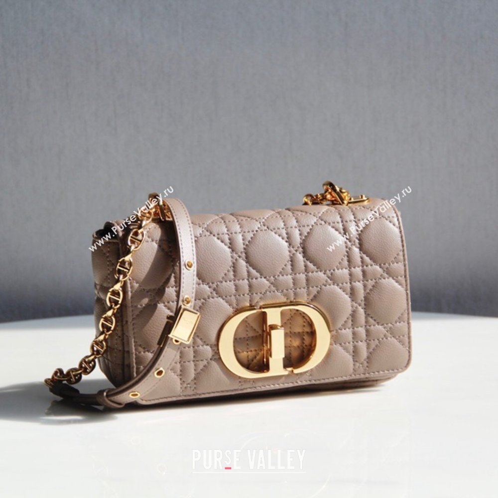 Dior Small Caro Chain Bag in Soft Cannage Calfskin Warm Taupe 2024 (DMZ-24052216)