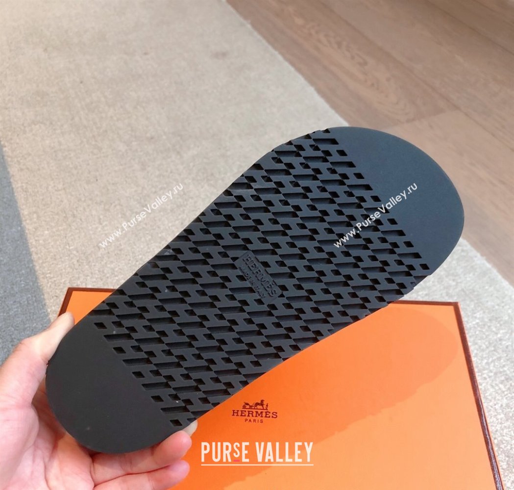 Hermes Glenan Buckle Thong Slide Sandals in Suede Black 2025 (XC-250226093)