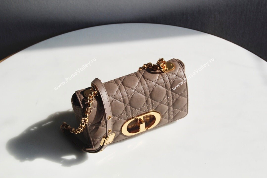 Dior Small Caro Chain Bag in Soft Cannage Calfskin Warm Taupe 2024 (DMZ-24052216)