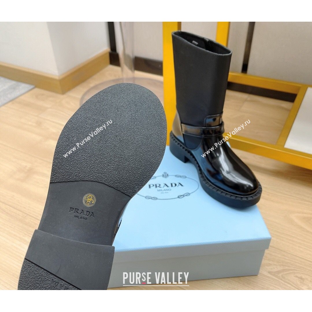 Prada Brushed Leather and Re-Nylon Boots with Buckle Black 2021 16 (MD-21081134)