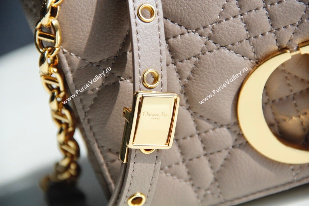 Dior Small Caro Chain Bag in Soft Cannage Calfskin Warm Taupe 2024 (DMZ-24052216)