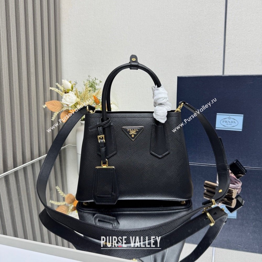 Prada Double small Saffiano leather bag Black2 2025 1BG443 0929 (YZ-250929053)