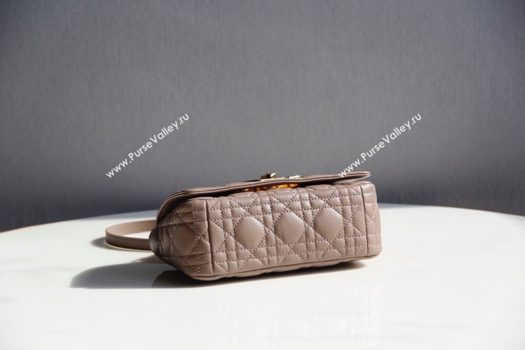 Dior Small Caro Chain Bag in Soft Cannage Calfskin Warm Taupe 2024 (DMZ-24052216)