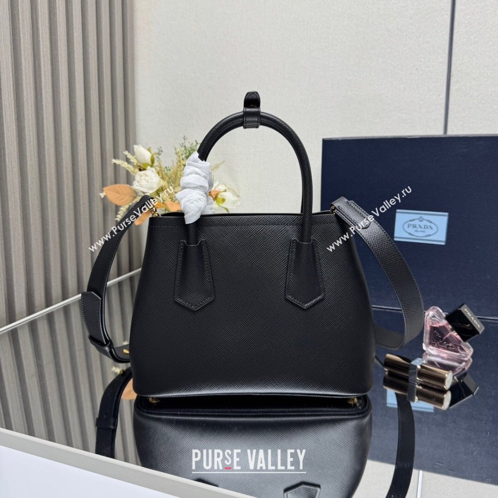 Prada Double small Saffiano leather bag Black2 2025 1BG443 0929 (YZ-250929053)