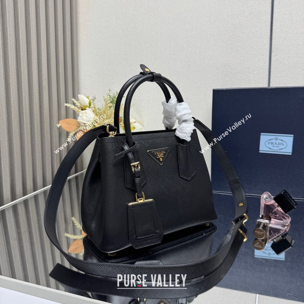 Prada Double small Saffiano leather bag Black2 2025 1BG443 0929 (YZ-250929053)