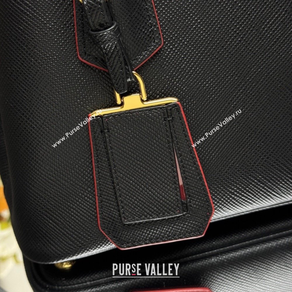 Prada Double small Saffiano leather bag Black/Red 2025 1BG443 0929 (YZ-250929054)