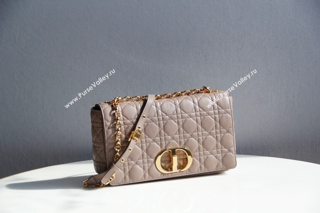 Dior Large Caro Chain Bag in Soft Cannage Calfskin Warm Taupe 2024 (DMZ-24052218)