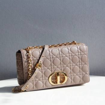 Dior Large Caro Chain Bag in Soft Cannage Calfskin Warm Taupe 2024 (DMZ-24052218)