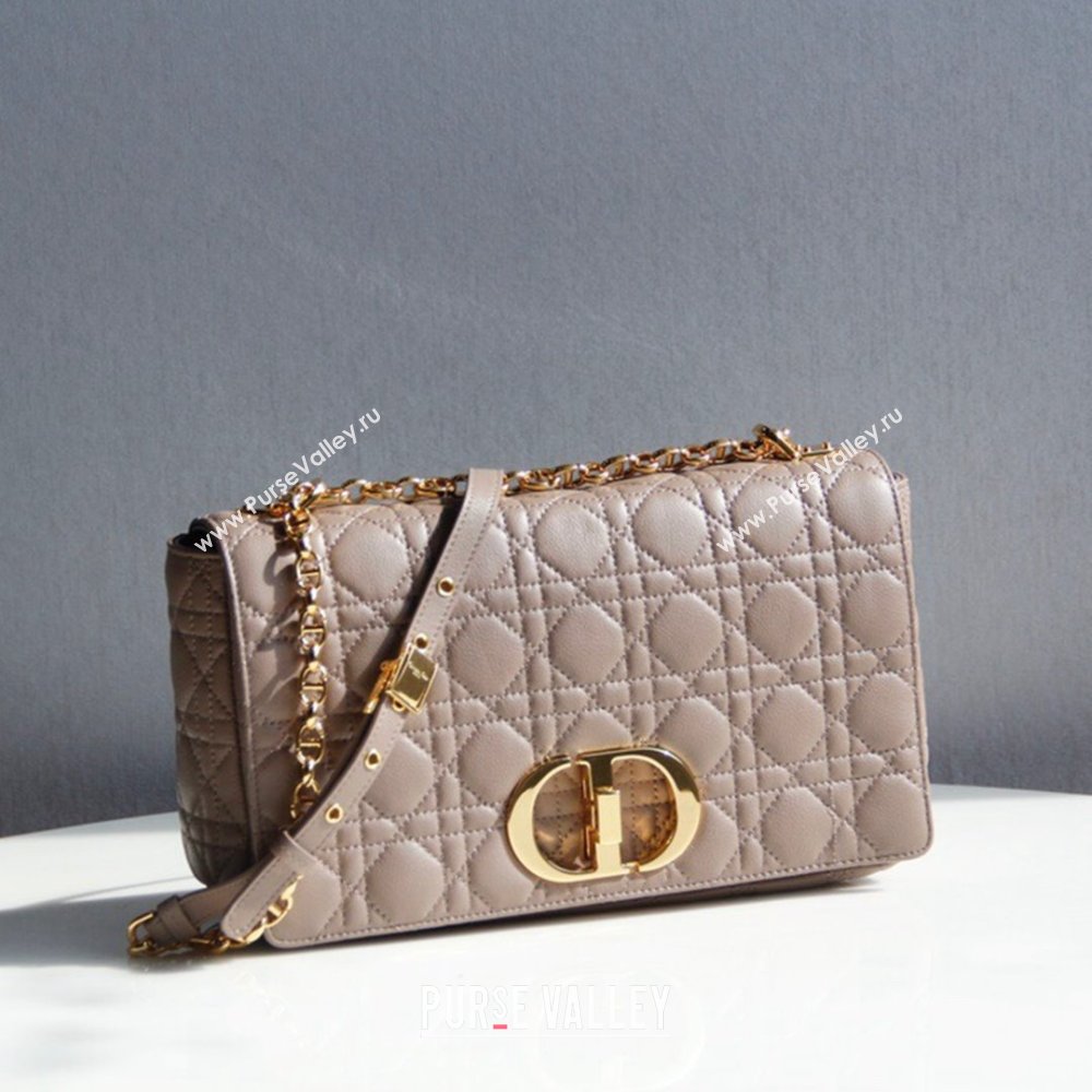 Dior Large Caro Chain Bag in Soft Cannage Calfskin Warm Taupe 2024 (DMZ-24052218)