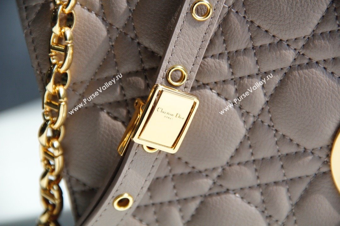 Dior Large Caro Chain Bag in Soft Cannage Calfskin Warm Taupe 2024 (DMZ-24052218)