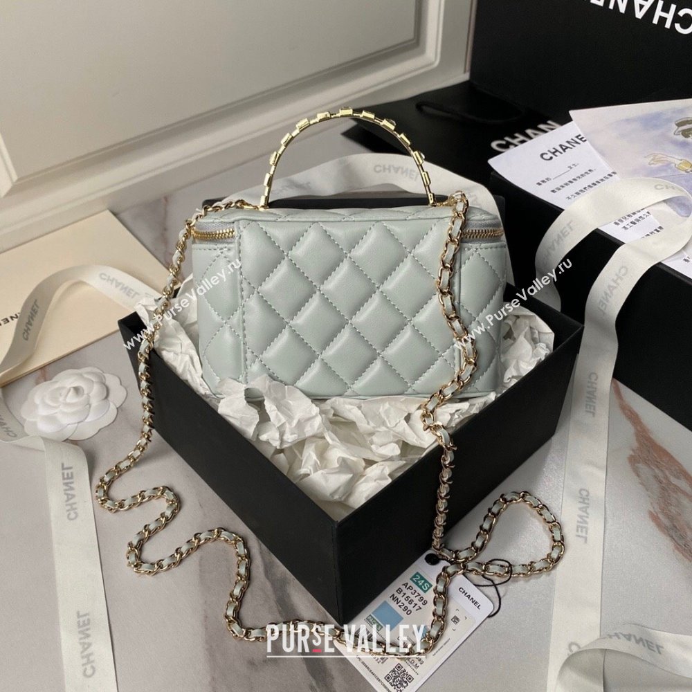 Chanel Lambskin Vanity Case Clutch with Chain AP3799 Light Grey 2024 (YEZI-24071105)