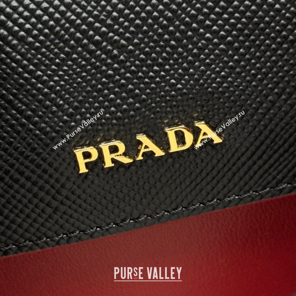 Prada Double small Saffiano leather bag Black/Red 2025 1BG443 0929 (YZ-250929054)