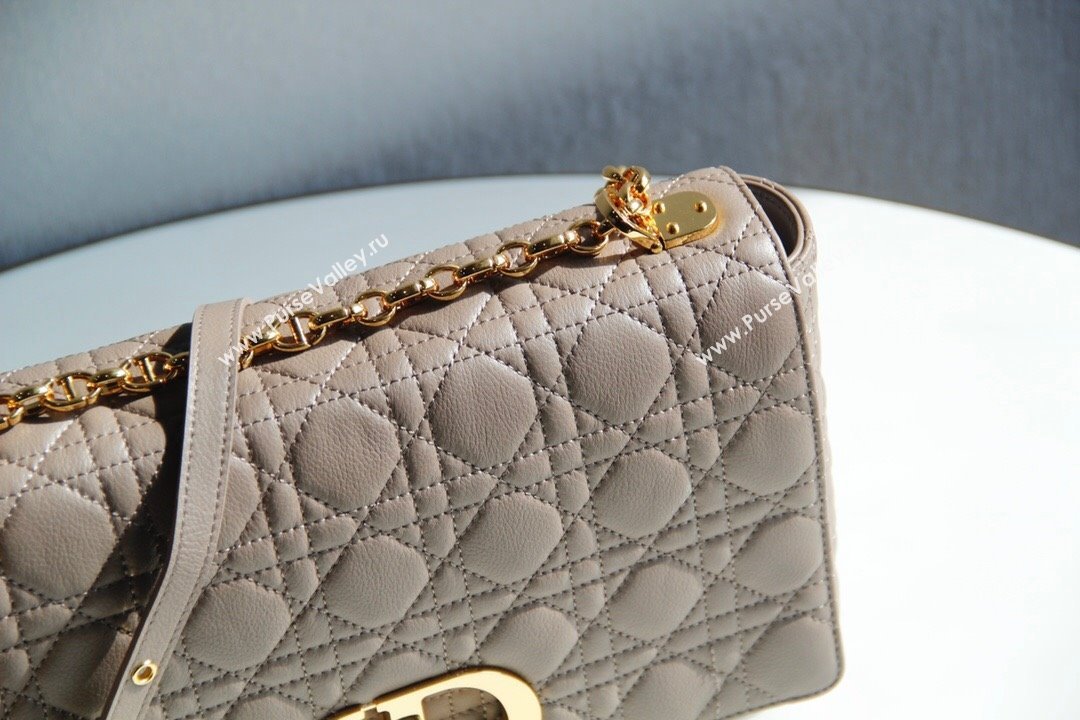 Dior Large Caro Chain Bag in Soft Cannage Calfskin Warm Taupe 2024 (DMZ-24052218)