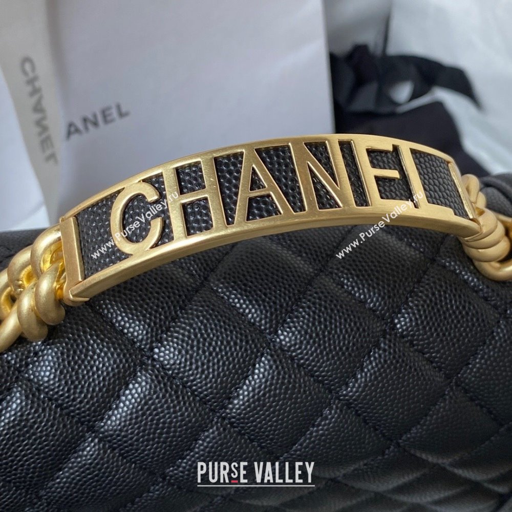 Chanel Small Boy Chanel Handbag with Handle in Grained Calfskin Black 2023 (YEZI-23110608)