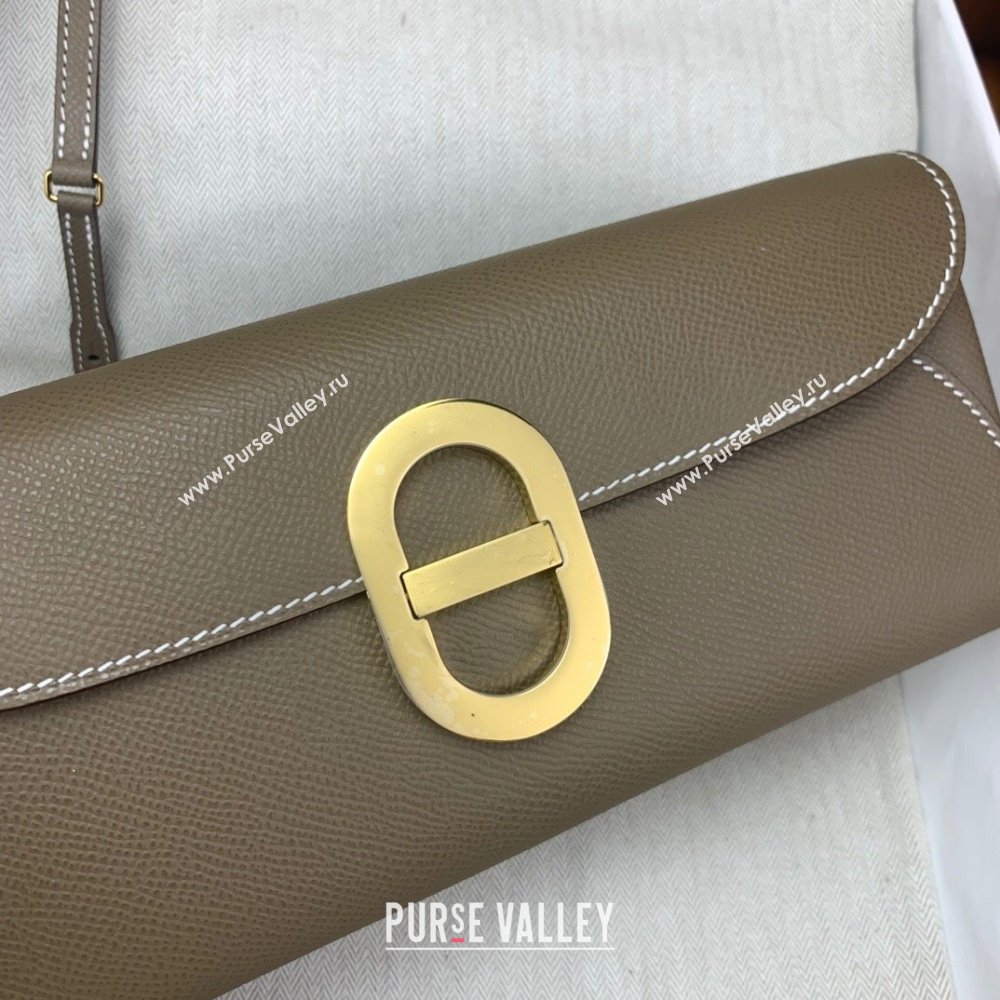 Hermes CHAINE DANCRE To Go Wallet in Original Epsom Leather Etoupe/Gold 2024(Full Handmade) (XYA-24121912)