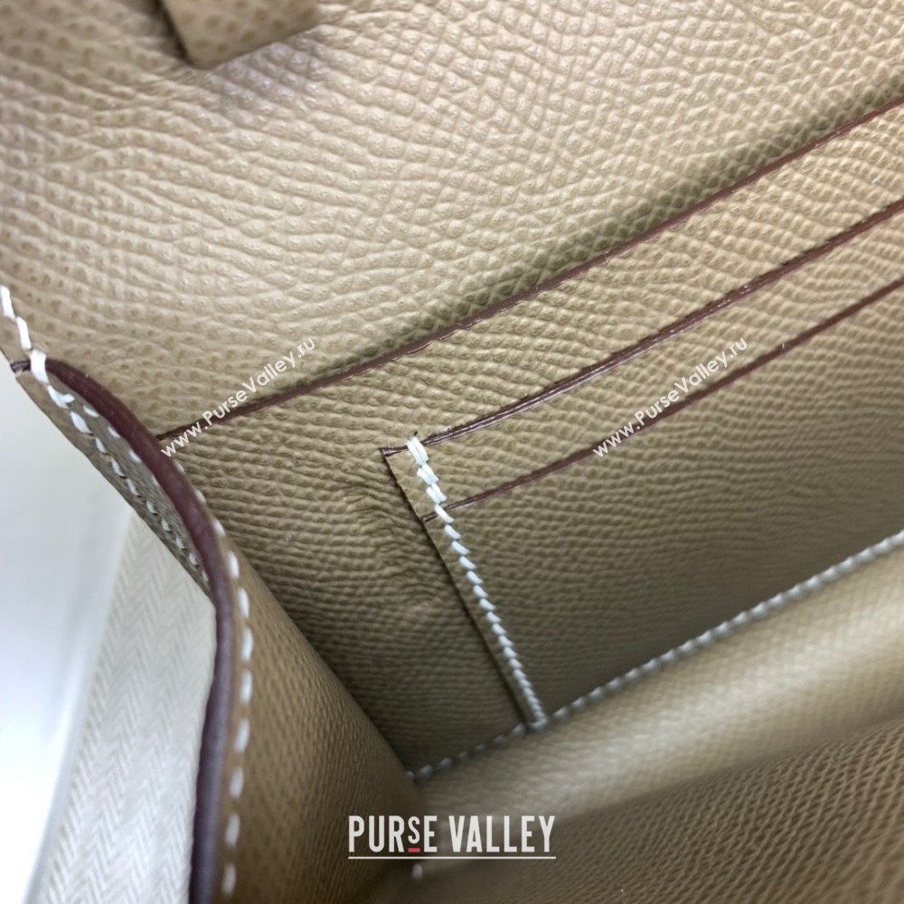 Hermes CHAINE DANCRE To Go Wallet in Original Epsom Leather Etoupe/Gold 2024(Full Handmade) (XYA-24121912)