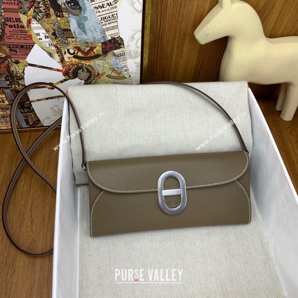 Hermes CHAINE DANCRE To Go Wallet in Original Epsom Leather Etouple/Silver 2024(Full Handmade) (XYA-24121913)