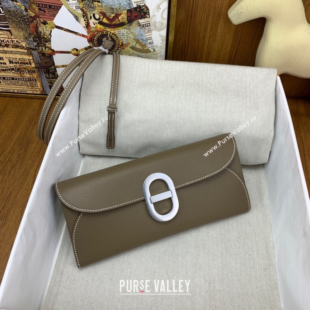 Hermes CHAINE DANCRE To Go Wallet in Original Epsom Leather Etouple/Silver 2024(Full Handmade) (XYA-24121913)