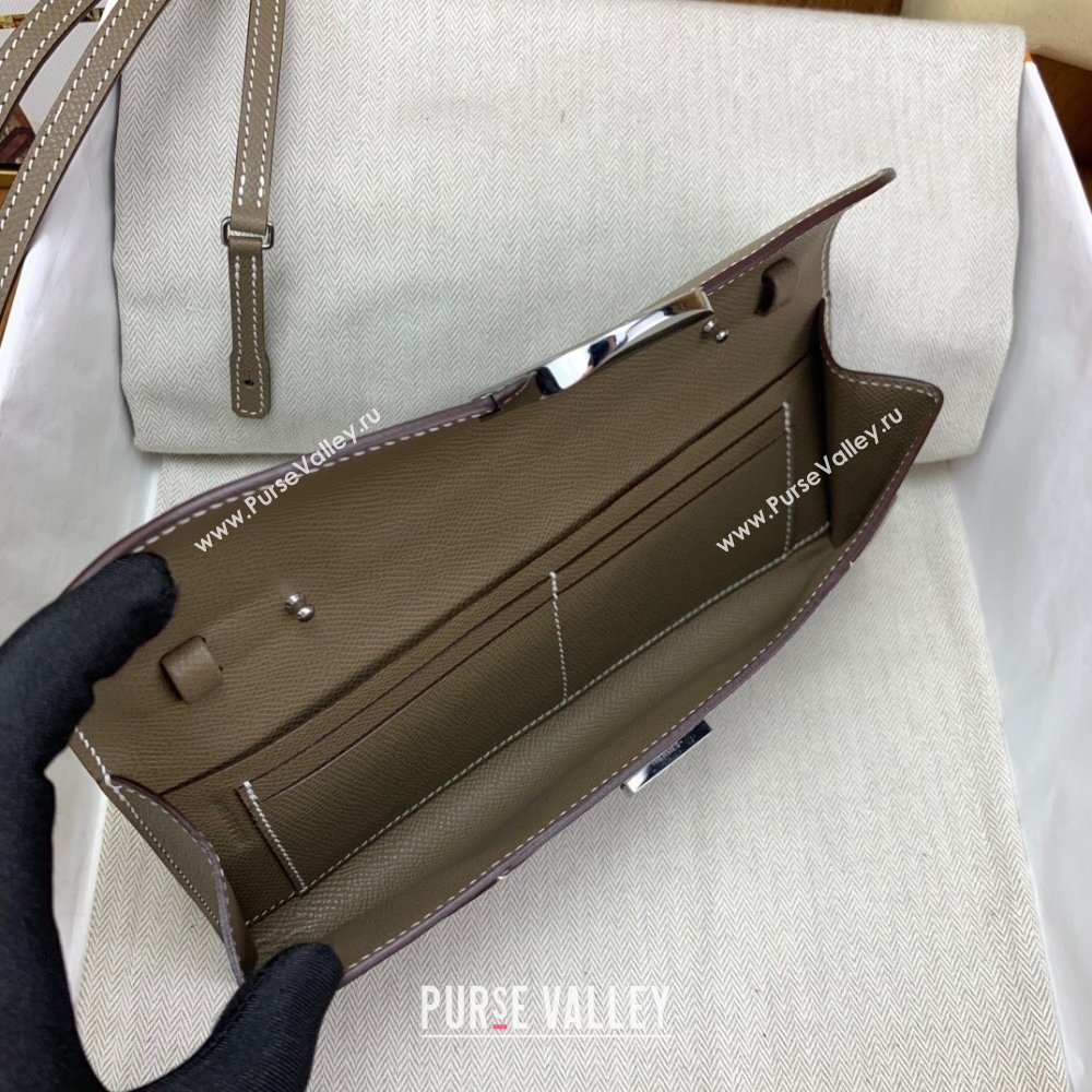 Hermes CHAINE DANCRE To Go Wallet in Original Epsom Leather Etouple/Silver 2024(Full Handmade) (XYA-24121913)