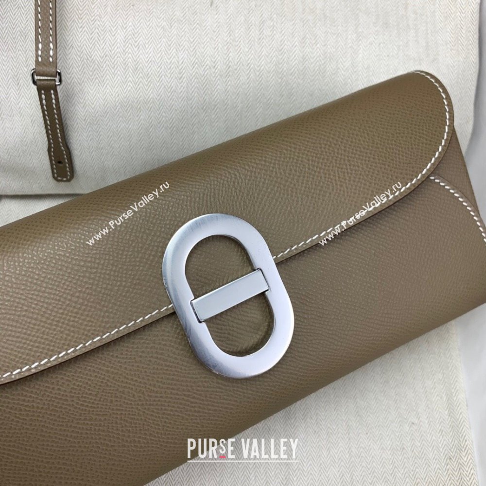 Hermes CHAINE DANCRE To Go Wallet in Original Epsom Leather Etouple/Silver 2024(Full Handmade) (XYA-24121913)